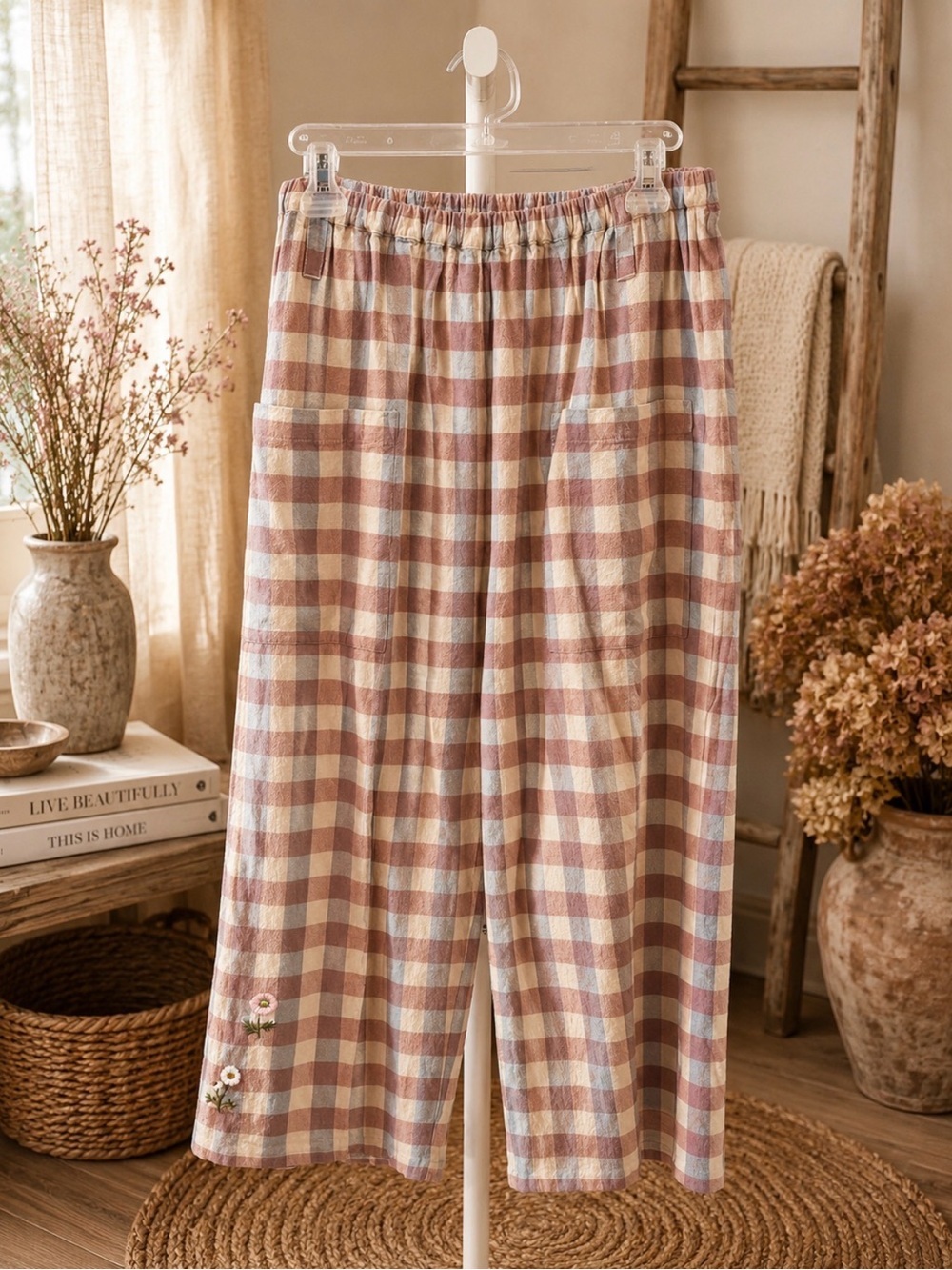 EWA I WALLA HENNY GINGHAM 100% Cotton Sz M waist 21’